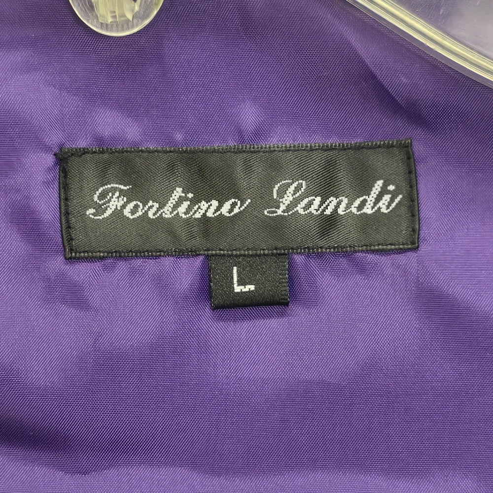 Fortino Landi Large Purple Tuxedo Suit Vest Tie Handkerchief Wedding Church Prom